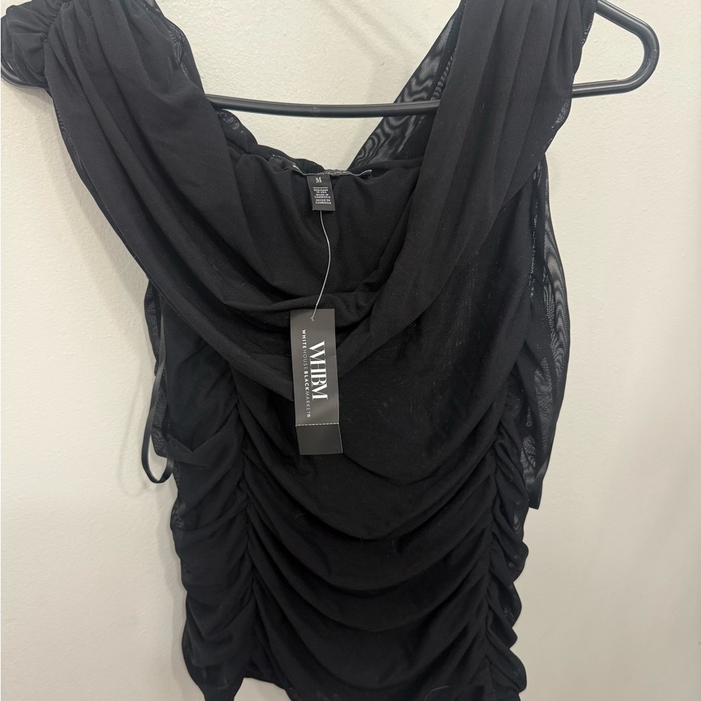 White House Black Market Black Draped Top